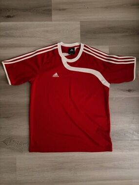 adidas Red White Short Sleeve Athletic Shirt
